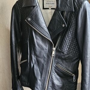 River Island Black Leather Biker Jacket